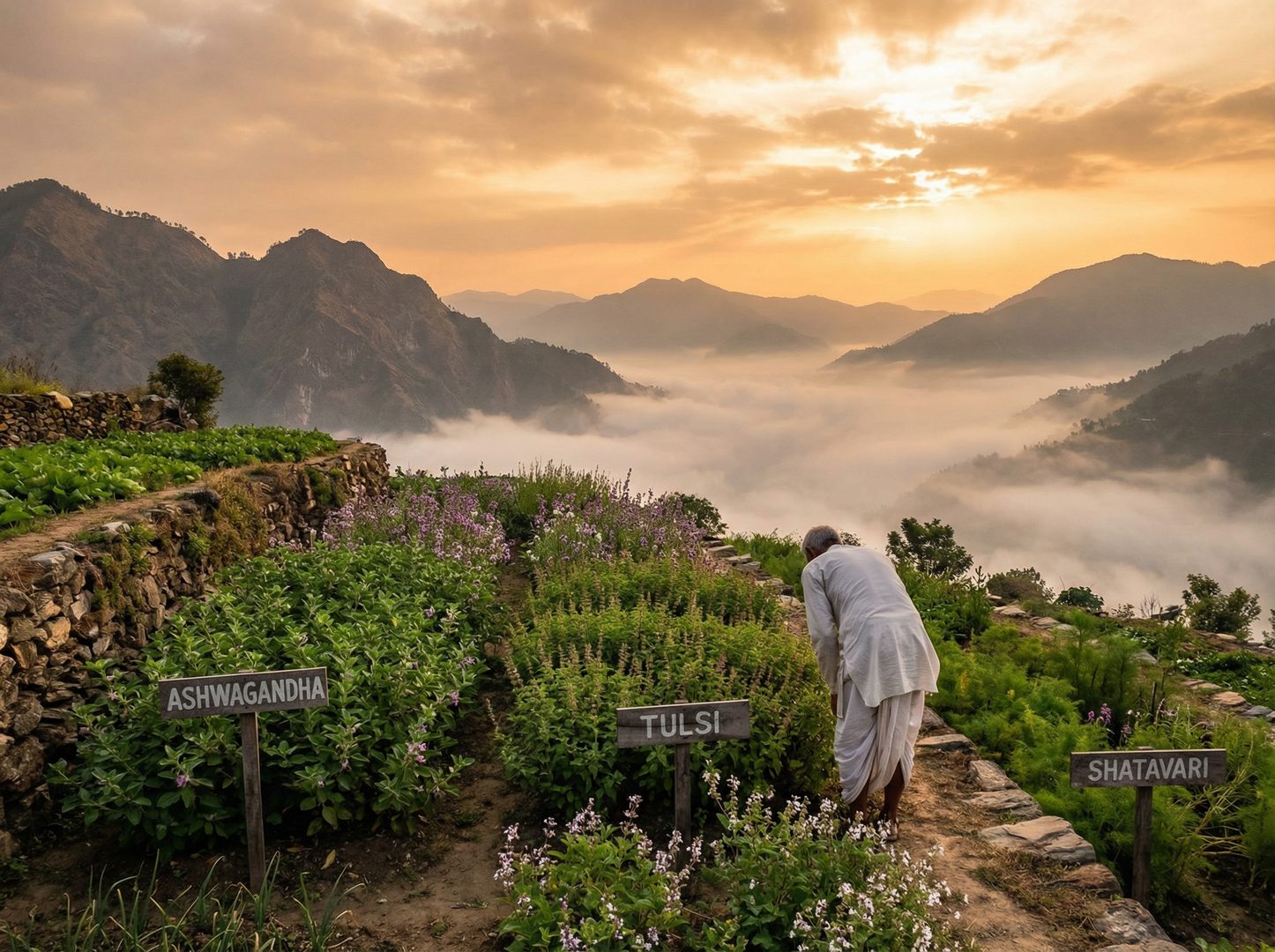 Indian farmland at dawn — the source of waayu products